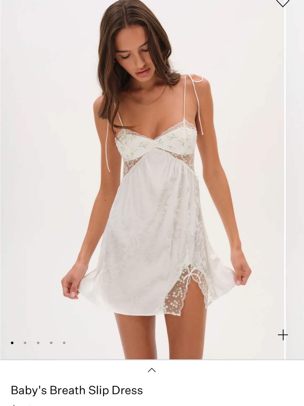 For Love And Lemons White Floral Lace Baby's Breath Slip Dress